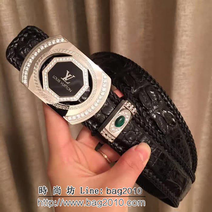 路易威登LV Louis Vuitton:純手工編織美洲鱷魚骨皮 海外專櫃新款 高端男士皮帶 LHG1104